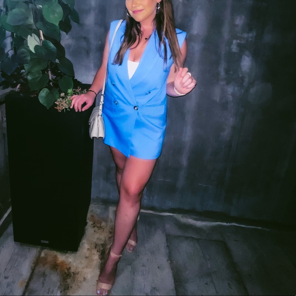 Topshop Blue Sleeveless Blazer